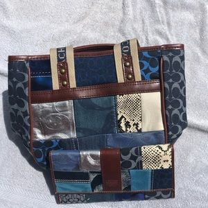 Coach multi denim  pattern bag